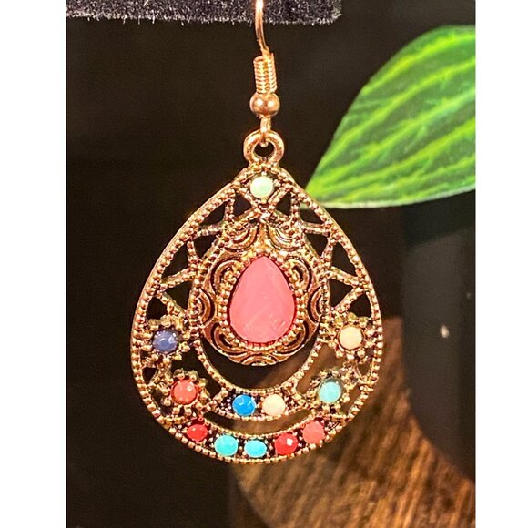 NEW, NEVER WORN Bohemian-Style Drop Earrings - Picture 3 of 4